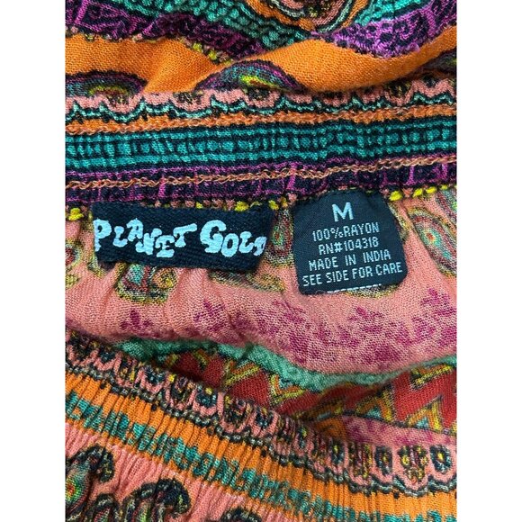 Planet Gold Bohemian Multicolor Maxi Skirt Elastic Waistband Sz Medium - Picture 5 of 8
